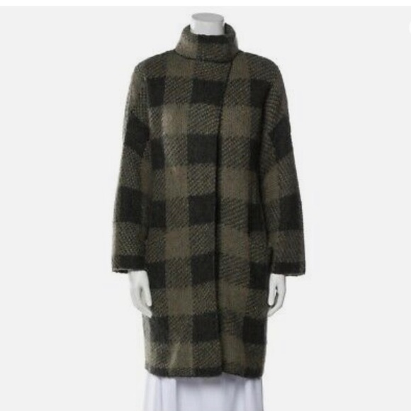 Rag and Bone Cammie Sweater Coat Green Black Plaid XXS/S - Picture 4 of 9